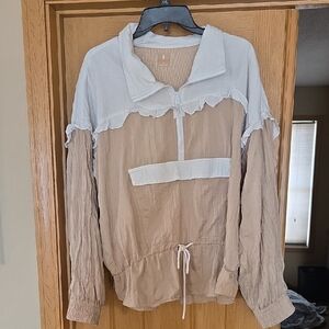 FP Movement by Free People Two-Tone Sweatshirt in Cream and Tan